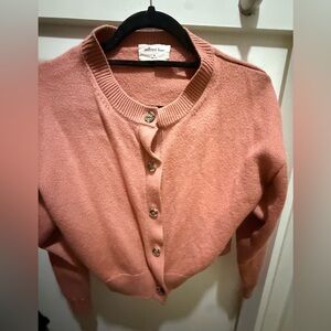 Aritzia Wilfred Free Pink Wool Waist Length Cardigan Sweater Size M